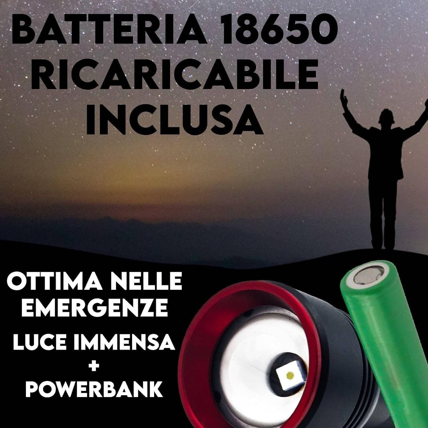TORCIA A LED PROFESSIONALE RICARICABILE POTENTE LUCE ZOOM FINO A 500MT POWERBANK in Torce elettriche portatili (standard) Trade Shop italia - Napoli, commercioVirtuoso.it
