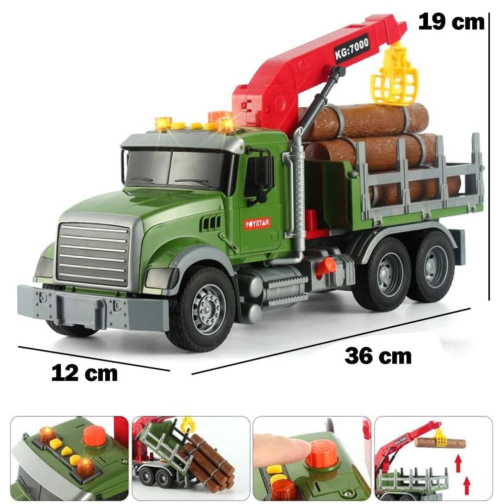 Camion Giocattolo con Tronchi Legno e Gru Veicolo Gioco per Bambini Idea Regalo in Camion Esplodia - Napoli, commercioVirtuoso.it