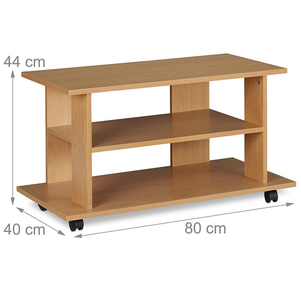 Mobile TV in Legno MDF con Ruote e 2 Ripiani Porta Televisore Moderno 80x40x45 cm Quercia in Mobili Danyx - Casoria, commercioVirtuoso.it