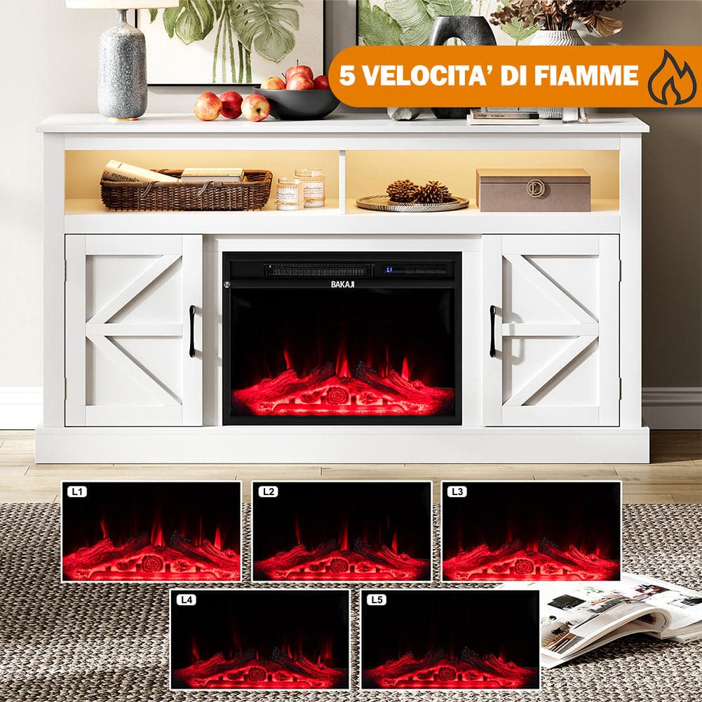 Mobile Bianco con Camino Elettrico 3D Luci RGB e Telecomando 900/1800W Moderno in Caminetti elettrici Danyx - Casoria, commercioVirtuoso.it