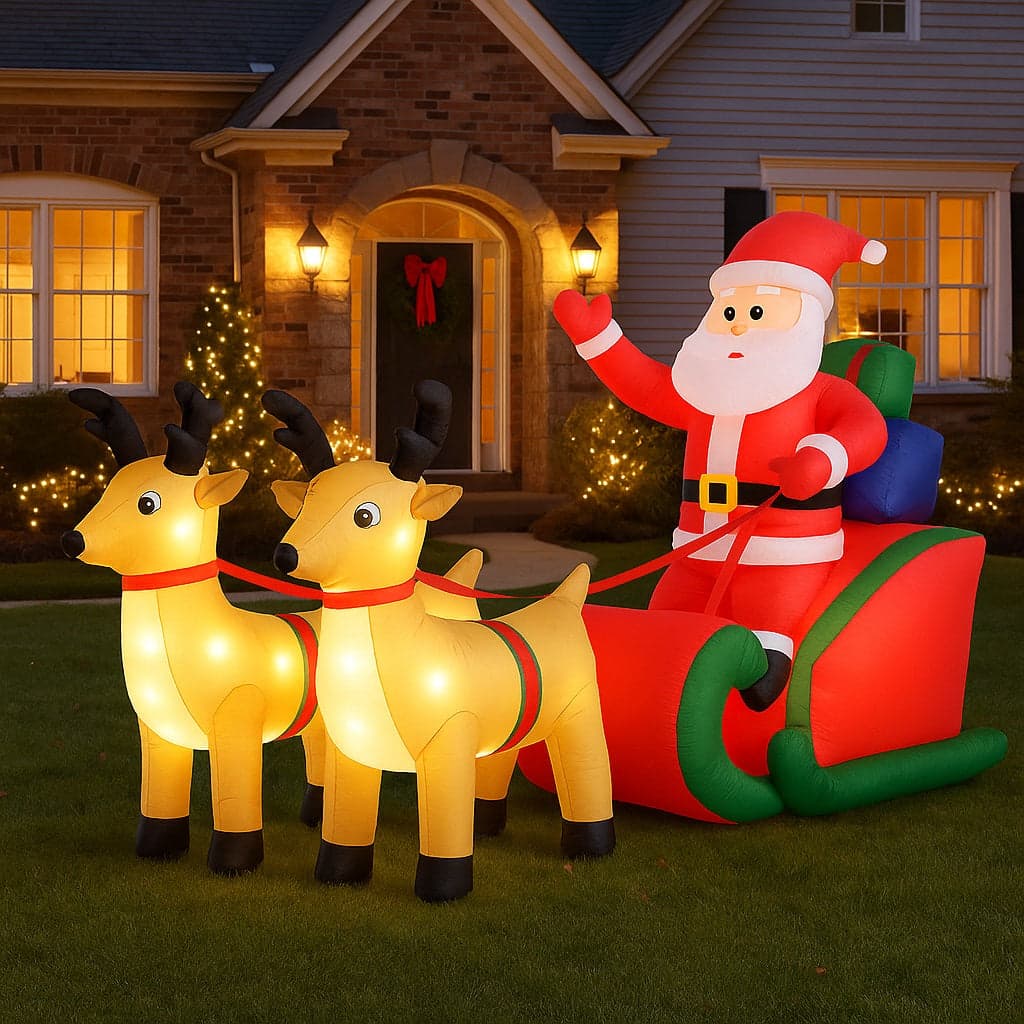 Gonfiabile Natalizio Babbo Natale con Slitta 240cm 6 LED Decorazione Esterno Giardino in Oggettistica Danyx - Casoria, commercioVirtuoso.it