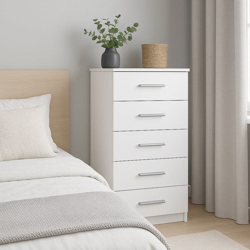 Cassettiera 5 Cassetti Multiuso Settimino Moderno Salvaspazio in Legno Mdf  108cm Bianco in Comò e cassettiere Danyx - Casoria, commercioVirtuoso.it