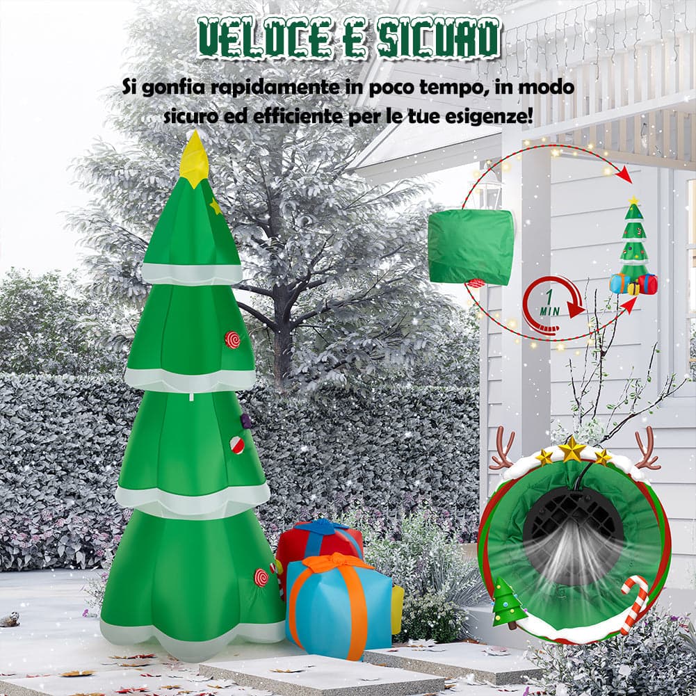 Gonfiabile Albero di Natale Grande Altezza 240 Cm Con Illuminazione Led Per Esterno in Oggettistica Danyx - Casoria, commercioVirtuoso.it