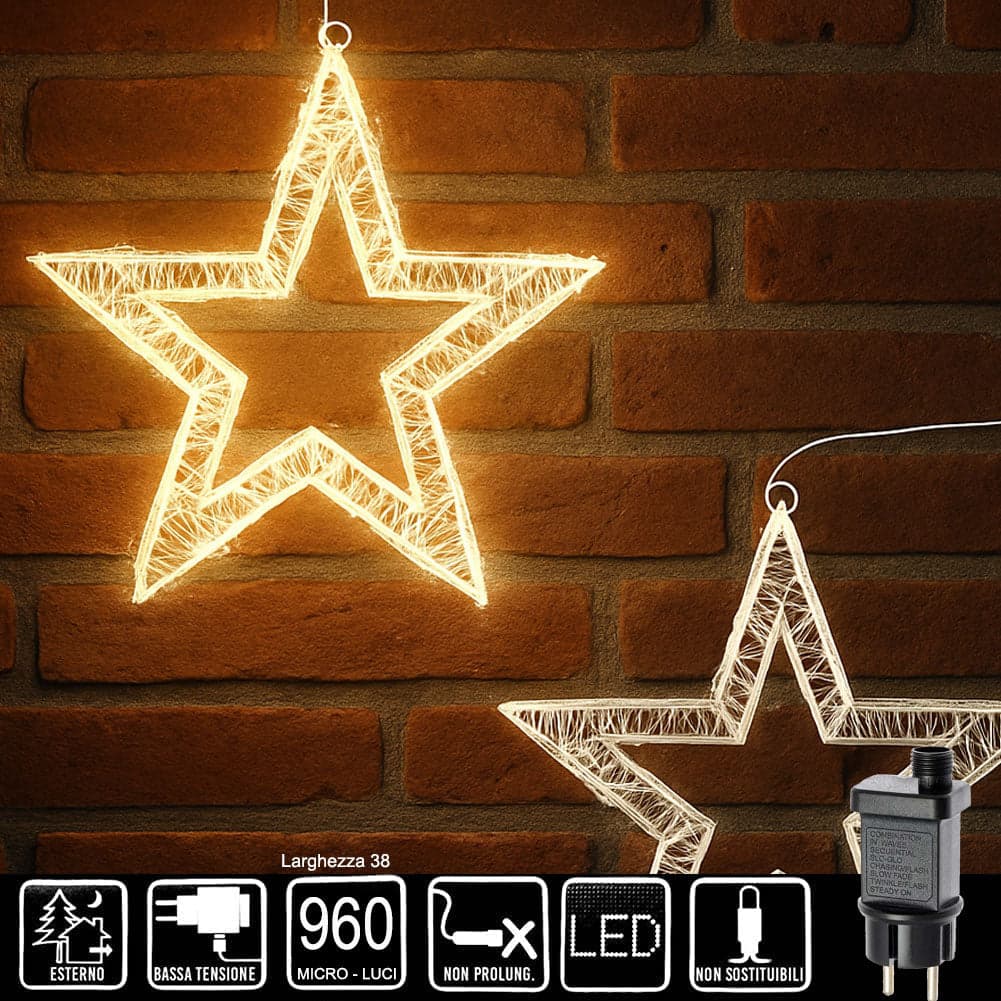 Stella Luminosa di Natale 3D a LED luce calda Larghezza 38 cm - 960 Luci in Catene luminose Esplodia - Napoli, commercioVirtuoso.it