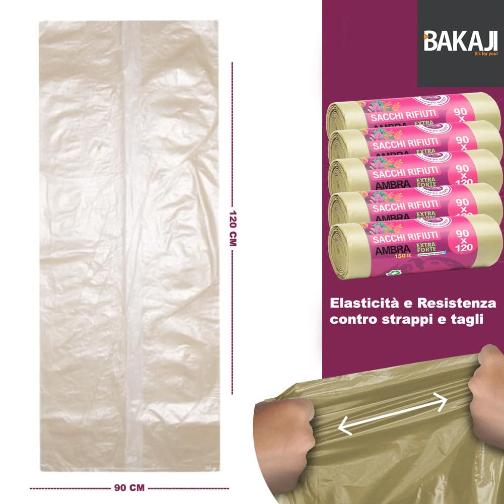 50 x Sacchi per spazzatura Grandi Ambra Trasparenti e Resistenti 90 x 120 cm LDPE in Sacchetti piccoli spazzatura Esplodia - Napoli, commercioVirtuoso.it
