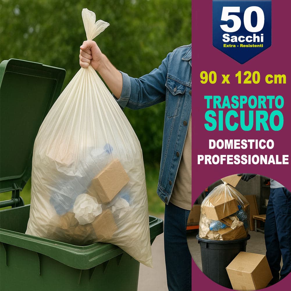 50 x Sacchi per spazzatura Grandi Ambra Trasparenti e Resistenti 90 x 120 cm LDPE in Sacchetti piccoli spazzatura Esplodia - Napoli, commercioVirtuoso.it