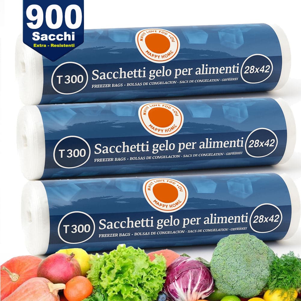 3 x Rotoli Sacchetti Freezer per Alimenti 900 sacchi Congelatore Frigo 28x42cm in Contenitori e buste per tramezzini e alimenti Esplodia - Napoli, commercioVirtuoso.it