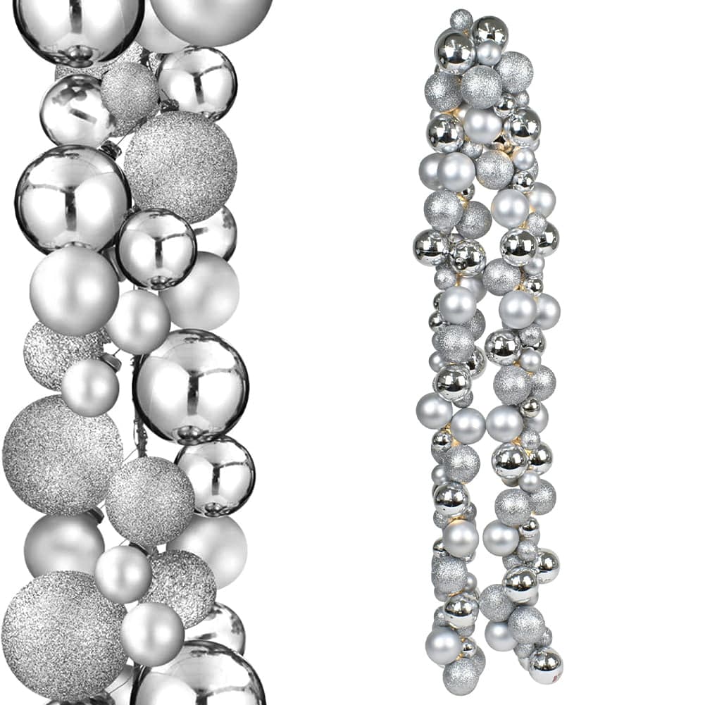 Ghirlanda Natalizia 180cm 142 Palline e Luci Led per Decorazioni Natalizie Argento in Ghirlande e corone Danyx - Casoria, commercioVirtuoso.it