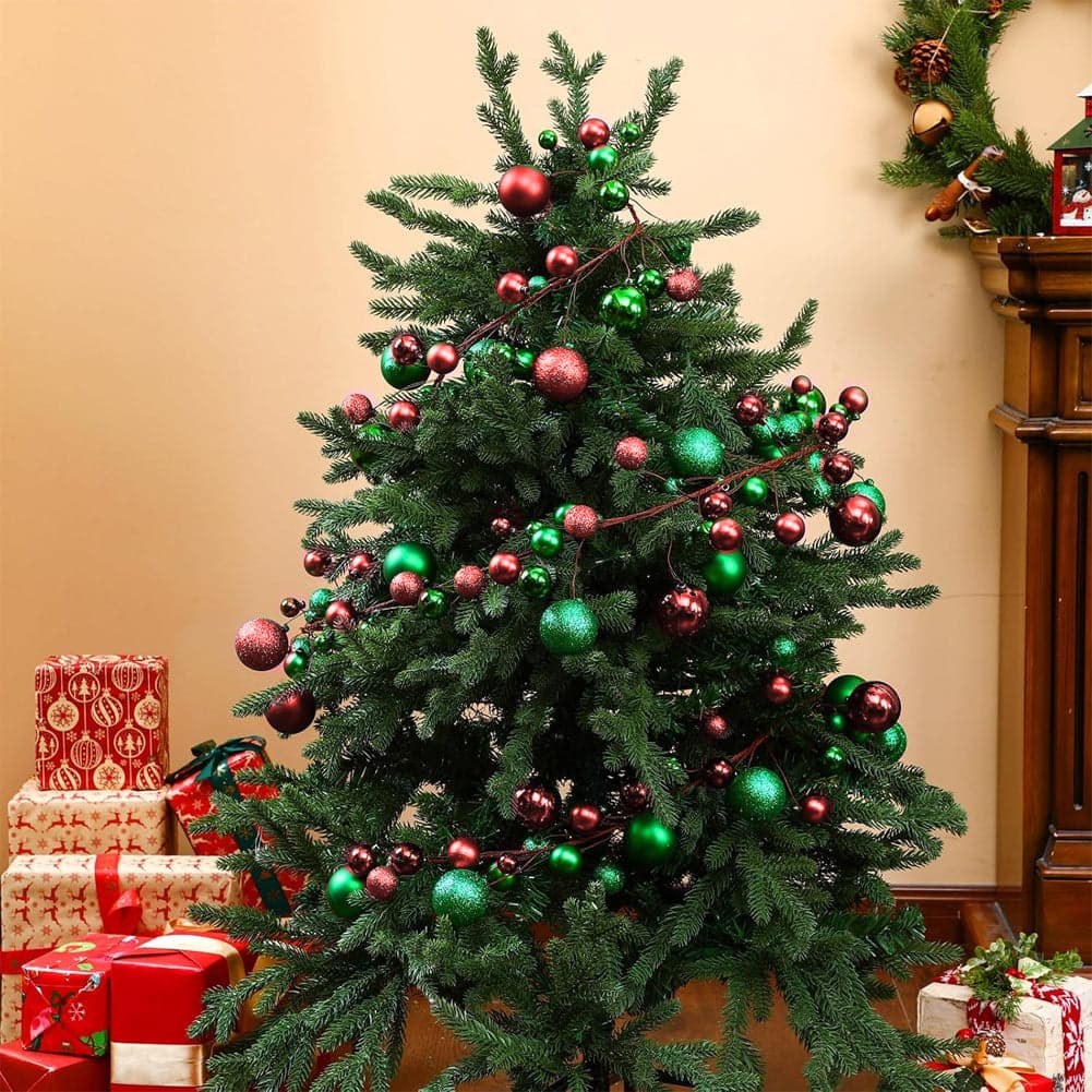Ghirlanda Natalizia 180cm 142 Palline e Luci Led per Decorazioni Natalizie Rosso e Verde in Ghirlande e corone Danyx - Casoria, commercioVirtuoso.it