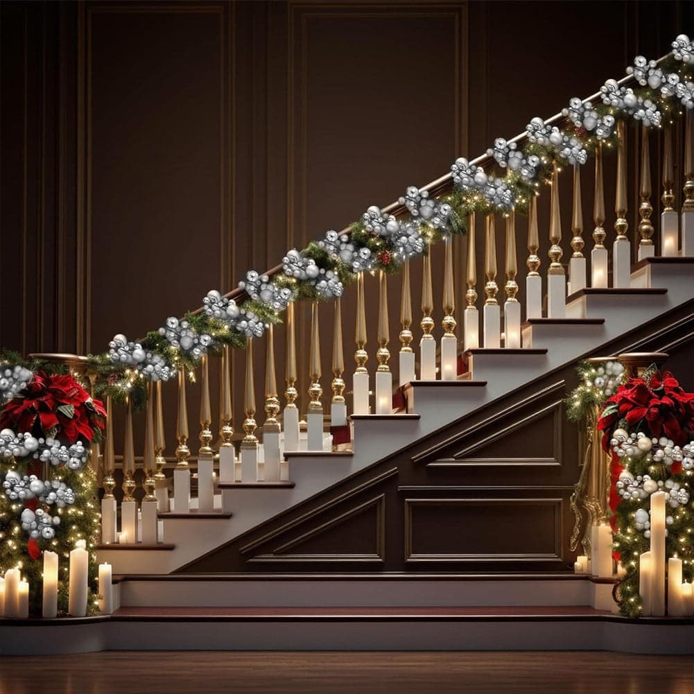 Ghirlanda Natalizia 180cm 142 Palline e Luci Led per Decorazioni Natalizie Argento in Ghirlande e corone Danyx - Casoria, commercioVirtuoso.it