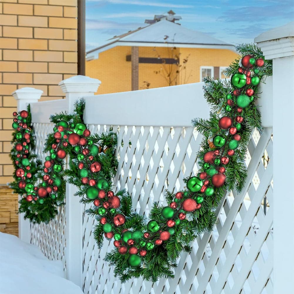 Ghirlanda Natalizia 180cm 142 Palline e Luci Led per Decorazioni Natalizie Rosso e Verde in Ghirlande e corone Danyx - Casoria, commercioVirtuoso.it