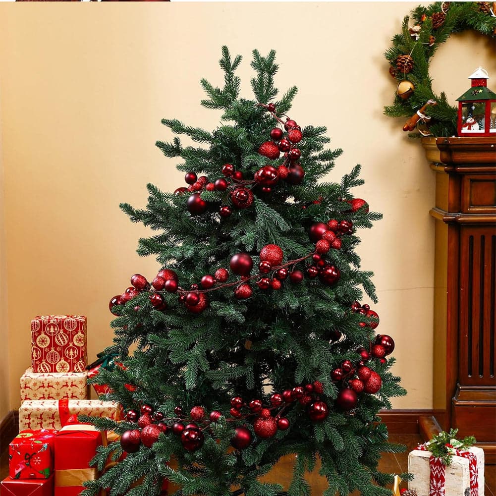 Ghirlanda Natalizia 180cm 142 Palline e Luci Led per Decorazioni Natalizie Rosso in Ghirlande e corone Danyx - Casoria, commercioVirtuoso.it