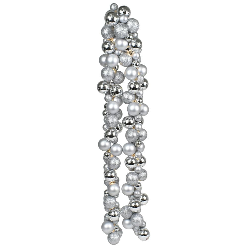 Ghirlanda Natalizia 180cm 142 Palline e Luci Led per Decorazioni Natalizie Argento
