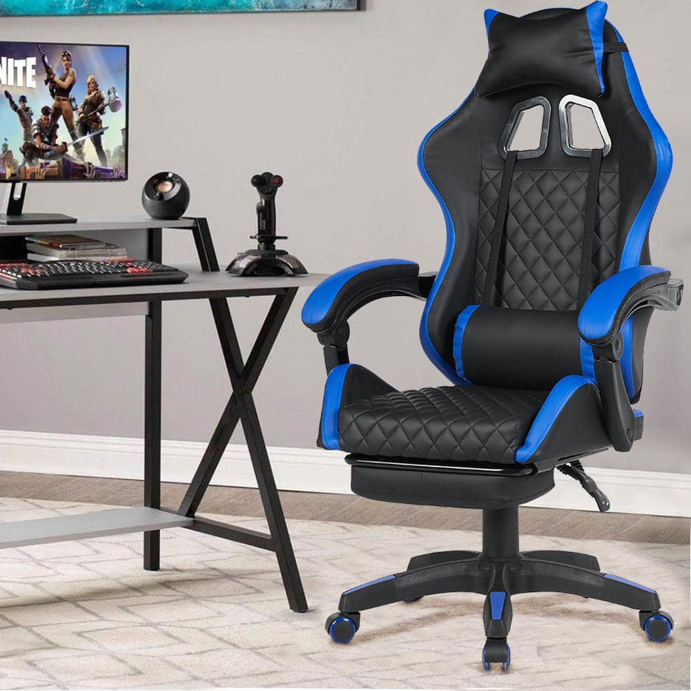 Sedia Gaming da Scrivania Blu con Poggiapiedi Ergonomica Ruote Altezza Regolabile in Sedie Gaming Esplodia - Napoli, commercioVirtuoso.it