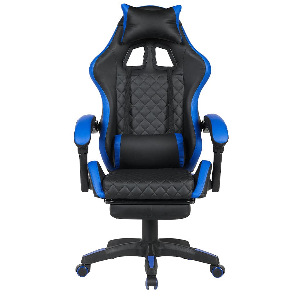 Sedia Gaming Ergonomica Reclinabile in Ecopelle con Poggiapiedi e Cuscini Lombari Blu in Sedie Gaming Danyx - Casoria, commercioVirtuoso.it
