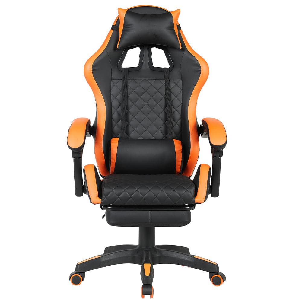Sedia Gaming Ergonomica Reclinabile in Ecopelle con Poggiapiedi e Cuscini Lombari Arancio in Sedie Gaming Danyx - Casoria, commercioVirtuoso.it