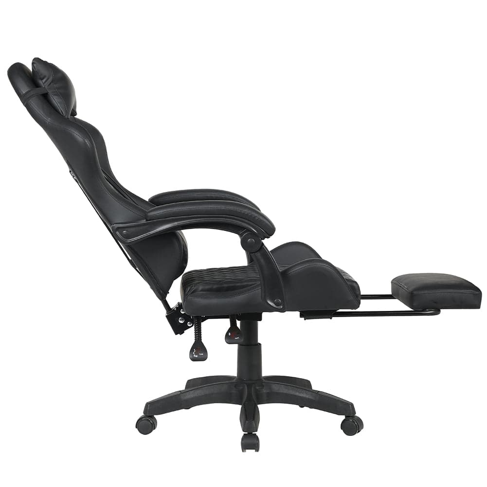 Sedia Gaming Ergonomica Reclinabile in Ecopelle con Poggiapiedi e Cuscini Lombari Nero in Sedie da scrivania Danyx - Casoria, commercioVirtuoso.it