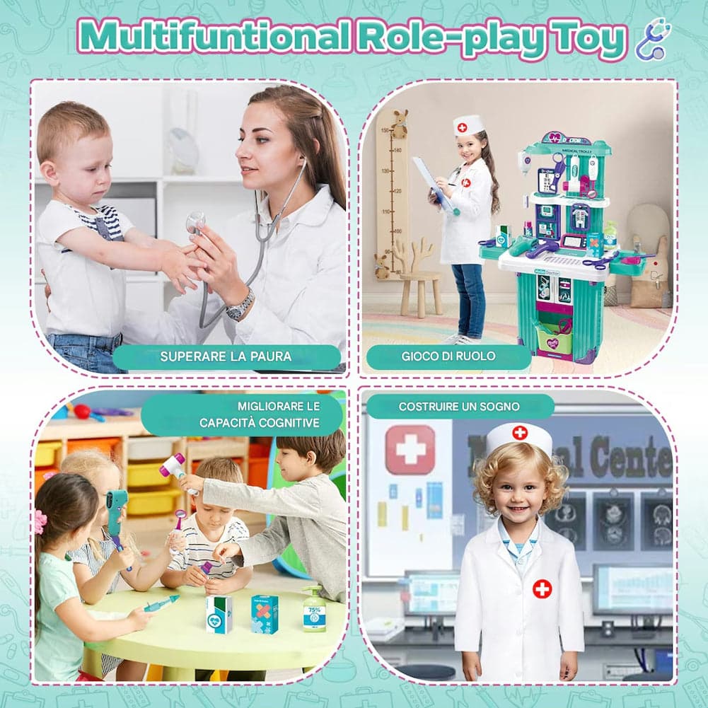 Set da Gioco Dottore con Carrello Medico e Accessori per Bambini Idea Regalo in Medico Esplodia - Napoli, commercioVirtuoso.it