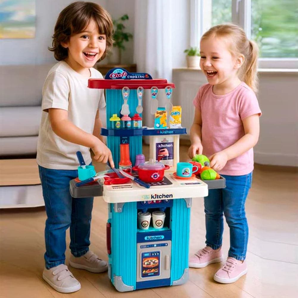 Playset Trolley Cucina per Bambini Blu Accessori Fornelli Pentole Idea Regalo in Kit utensili cucina Esplodia - Napoli, commercioVirtuoso.it