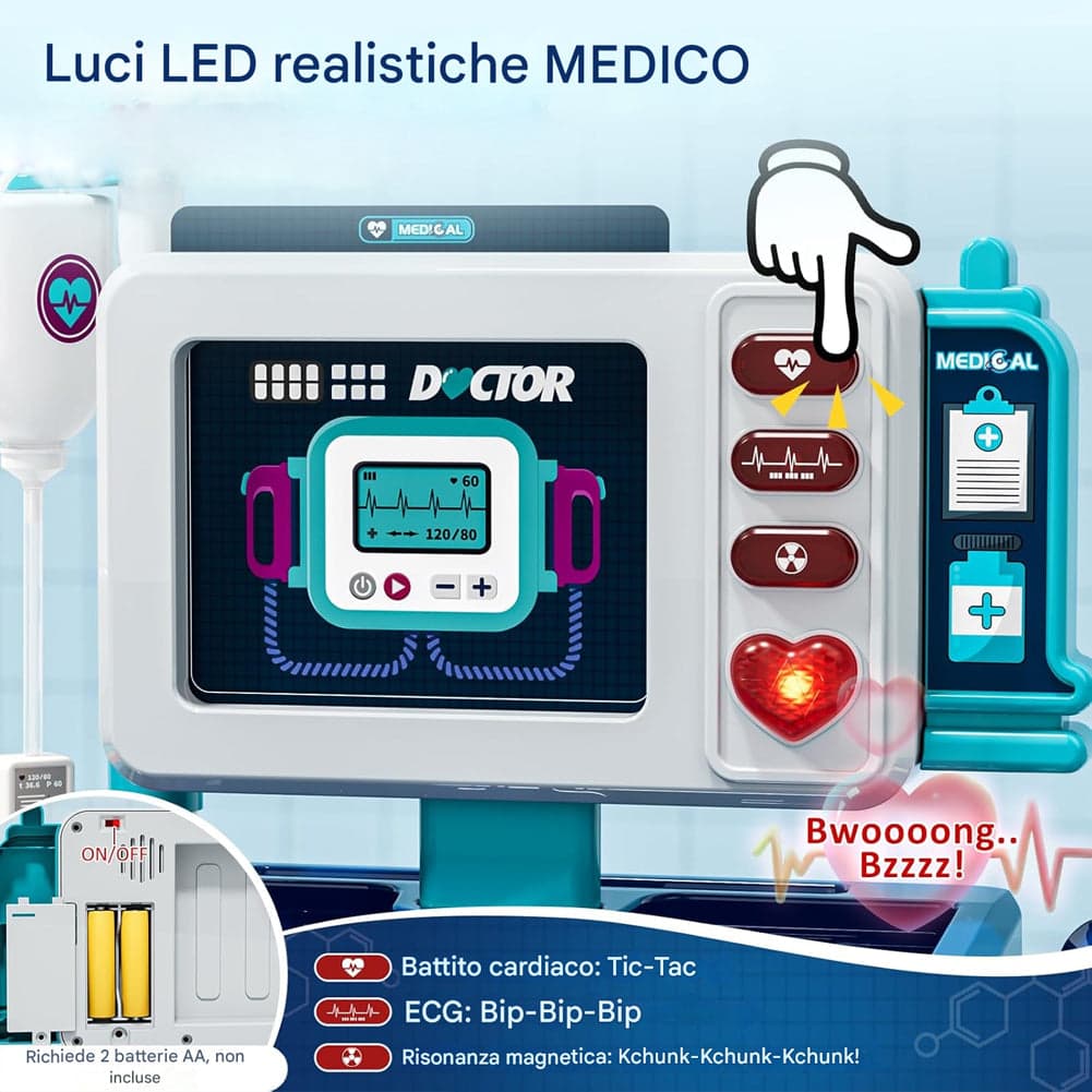 Playset Medico Dottore Gioco Blu con 37 Accessori Carrellino Bambini Idea Regalo in Medico Esplodia - Napoli, commercioVirtuoso.it