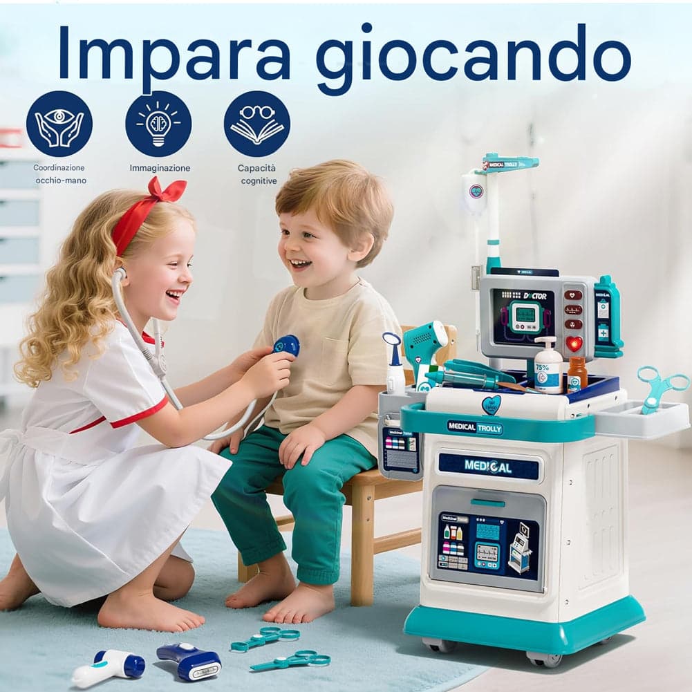 Playset Medico Dottore Gioco Blu con 37 Accessori Carrellino Bambini Idea Regalo in Medico Esplodia - Napoli, commercioVirtuoso.it