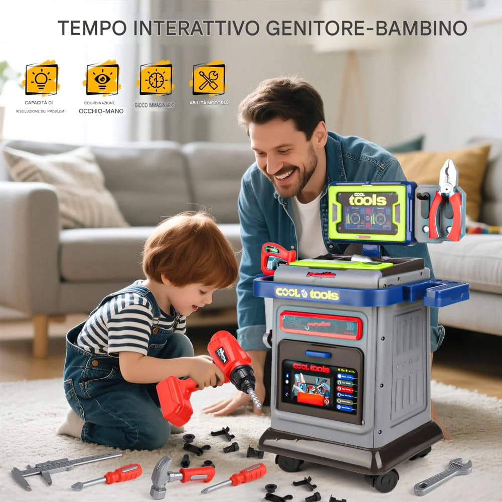 Banco Lavoro per Bambini con Ruote e Accessori Postazione Tuttofare Idea Regalo in Attrezzi da lavoro Esplodia - Napoli, commercioVirtuoso.it