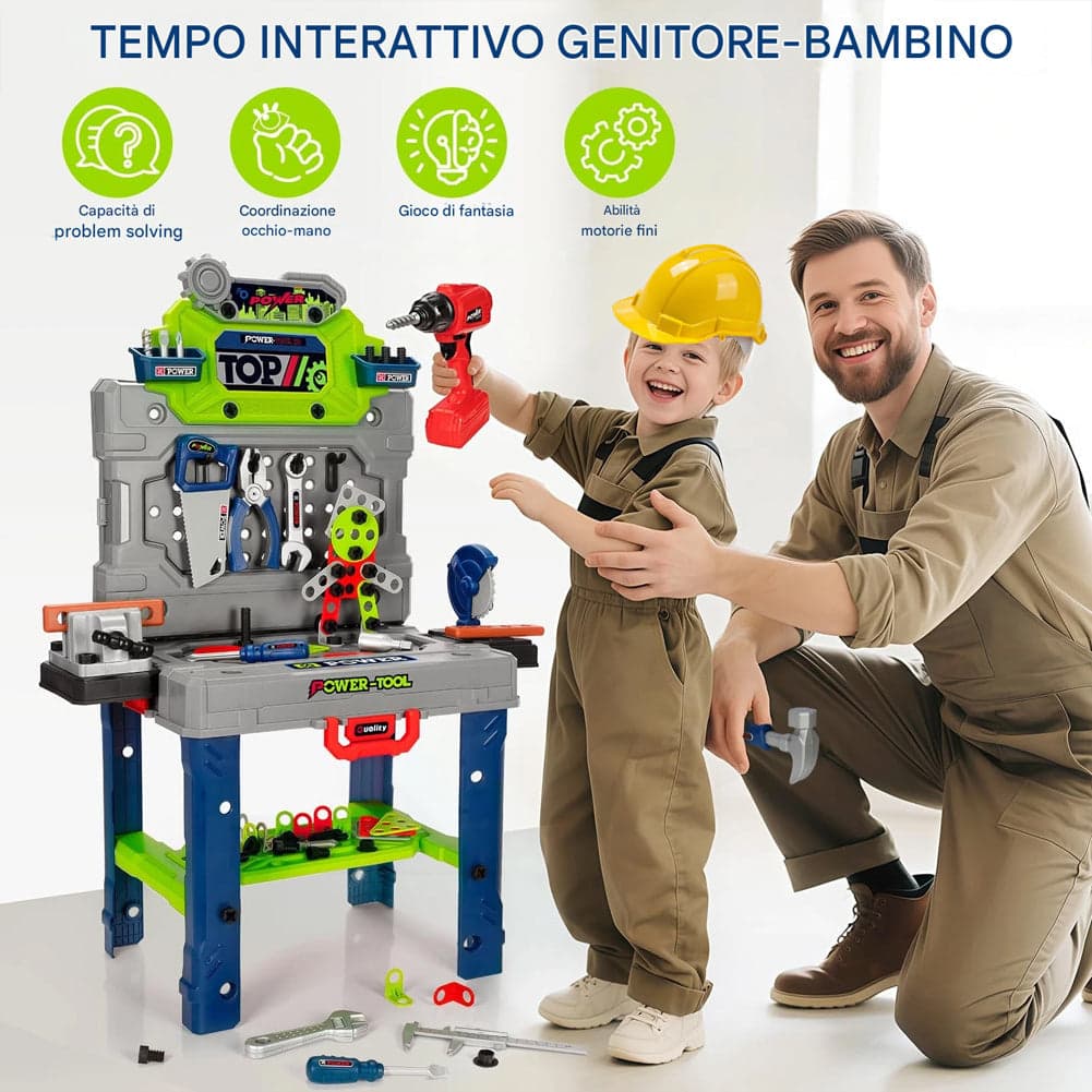 Banco da Lavoro 133 Pezzi Postazione con Trapano Elettrico e Casco Sicurezza in Attrezzi da lavoro Esplodia - Napoli, commercioVirtuoso.it