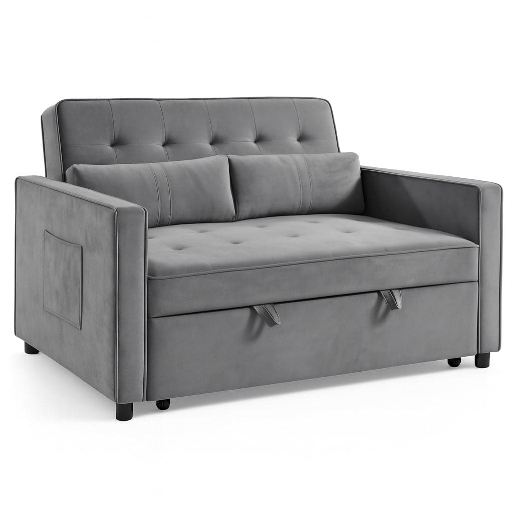 Divano Letto 2 Posti in Velluto Soft con Letto Estraibile e Struttura Rinforzata Grigio in Divani Danyx - Casoria, commercioVirtuoso.it