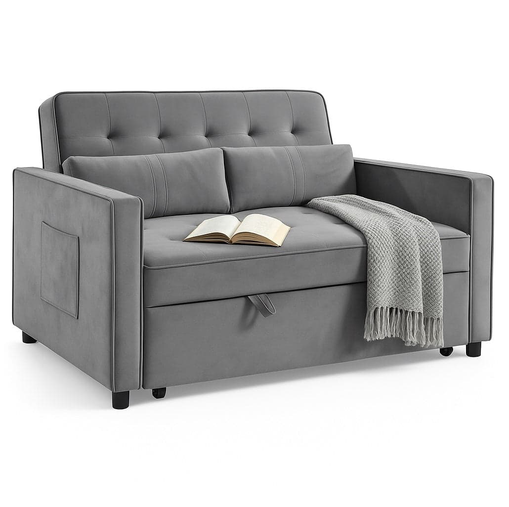 Divano Letto 2 Posti in Velluto Soft con Letto Estraibile e Struttura Rinforzata Grigio in Divani Danyx - Casoria, commercioVirtuoso.it