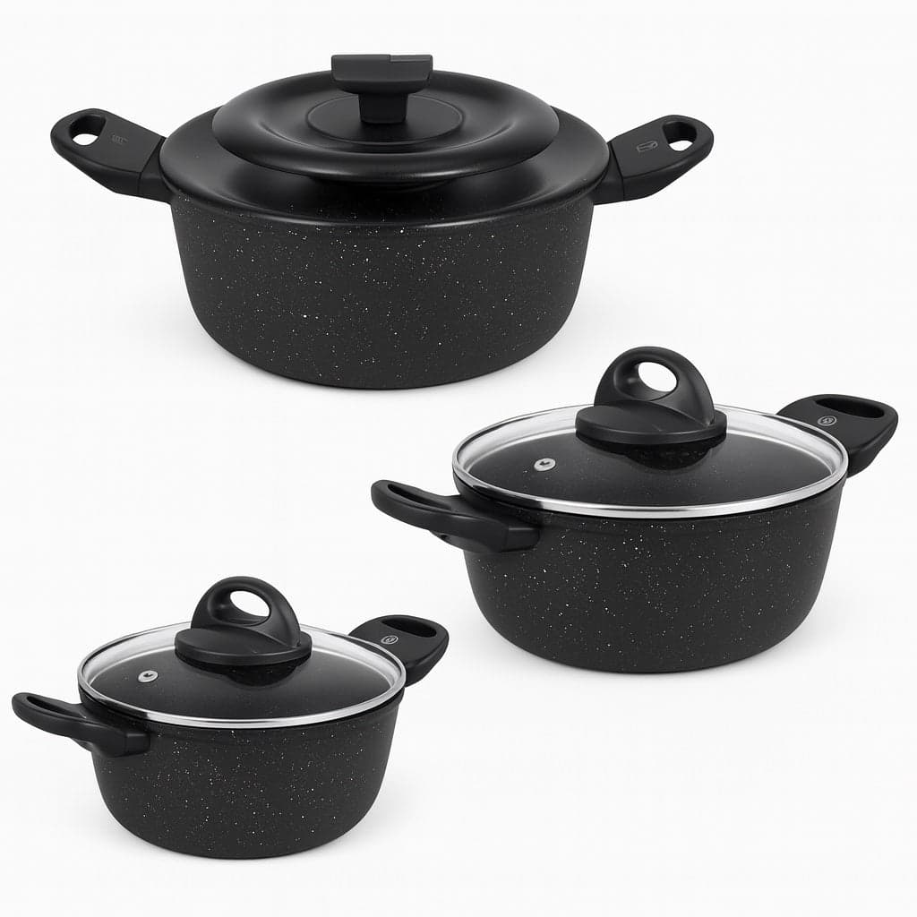 Set Pentole 6pz Pietra con Coperchio Magico Antiodore Casseruole 16 20 24 cm Induzione in Set di padelle Danyx - Casoria, commercioVirtuoso.it