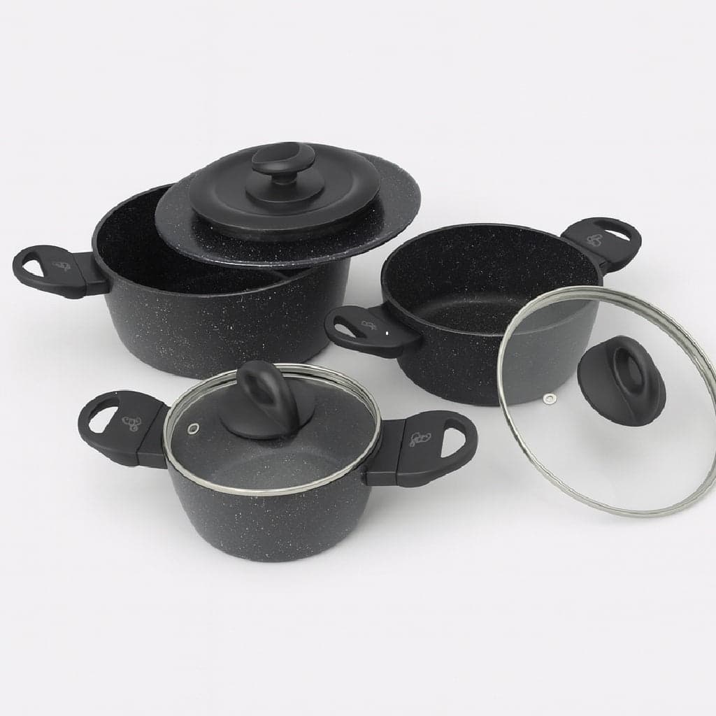 Set Pentole 6pz Pietra con Coperchio Magico Antiodore Casseruole 16 20 24 cm Induzione in Set di padelle Danyx - Casoria, commercioVirtuoso.it