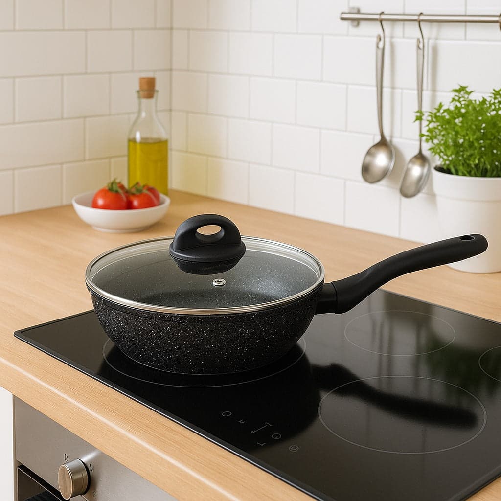 Set Padelle Alte 6pz Pietra con Coperchio Magico Antiodore Padelle 20 24 28 cm Induzione in Padelle universali Danyx - Casoria, commercioVirtuoso.it