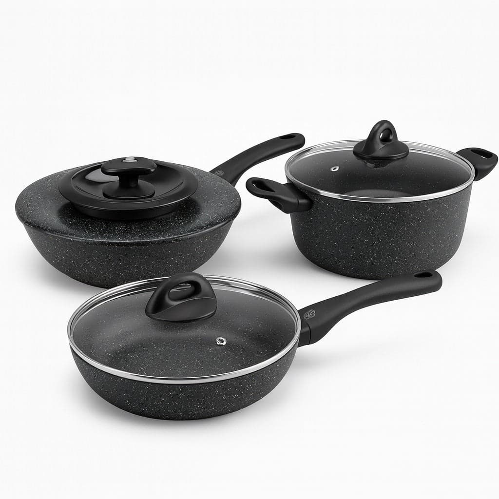 Set Pentole 6pz Pietra con Coperchio Magico Antiodore Padelle 24 28 Casseruola 24 Induzione in Set di padelle Danyx - Casoria, commercioVirtuoso.it