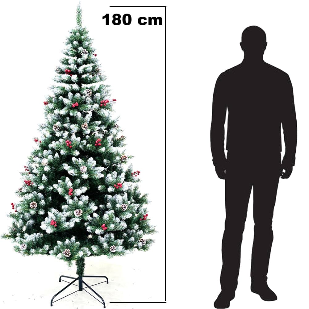 Albero di Natale Mingerl 180cm con Punte Innevate 800 e Bacche Super Folto in Alberi di natale artificiali Esplodia - Napoli, commercioVirtuoso.it