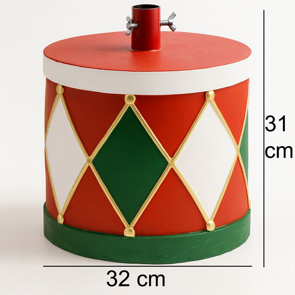 Base Albero di Natale Tamburo 32x31cm Decoro Attacco Universale Rosso e Verde in Basi e supporti per alberi di Natale Esplodia - Napoli, commercioVirtuoso.it