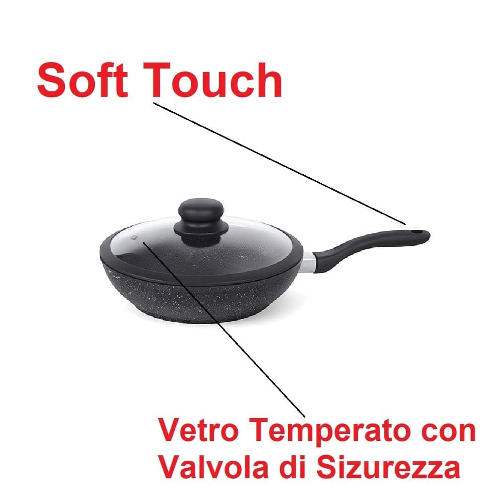 Set Padelle Induzione Pietra Antiaderenti 24/28/32 cm con Coperchi e 5mestoli Nero in Padelle universali Danyx - Casoria, commercioVirtuoso.it