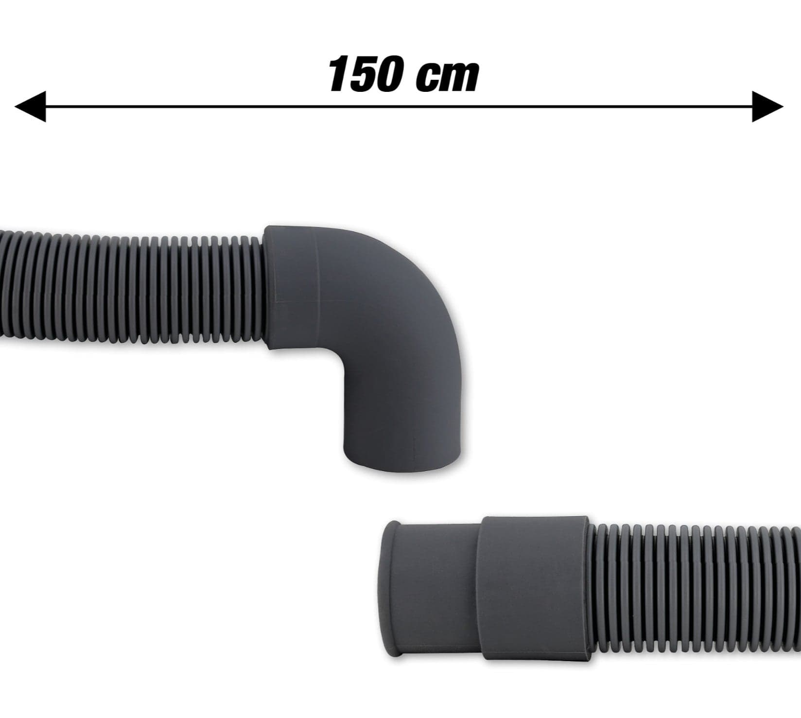 TUBO DI SCARICO ACQUA cm 150 PER LAVATRICE CON CURVA UNIVERSALE INNESTO 19 MM in prodotto EuroStore07 - Alatri, commercioVirtuoso.it