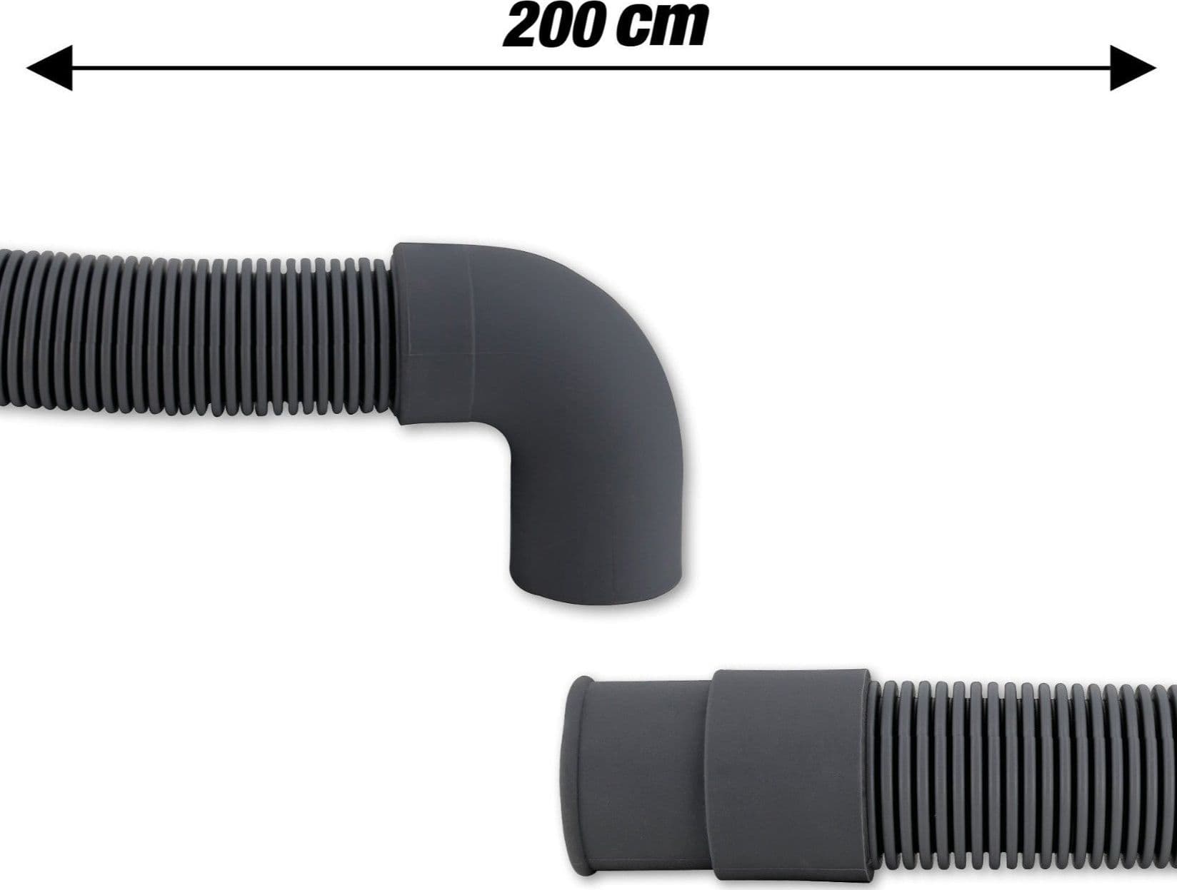 TUBO DI SCARICO ACQUA cm 200 PER LAVATRICE CON CURVA UNIVERSALE INNESTO 19 MM in prodotto EuroStore07 - Alatri, commercioVirtuoso.it