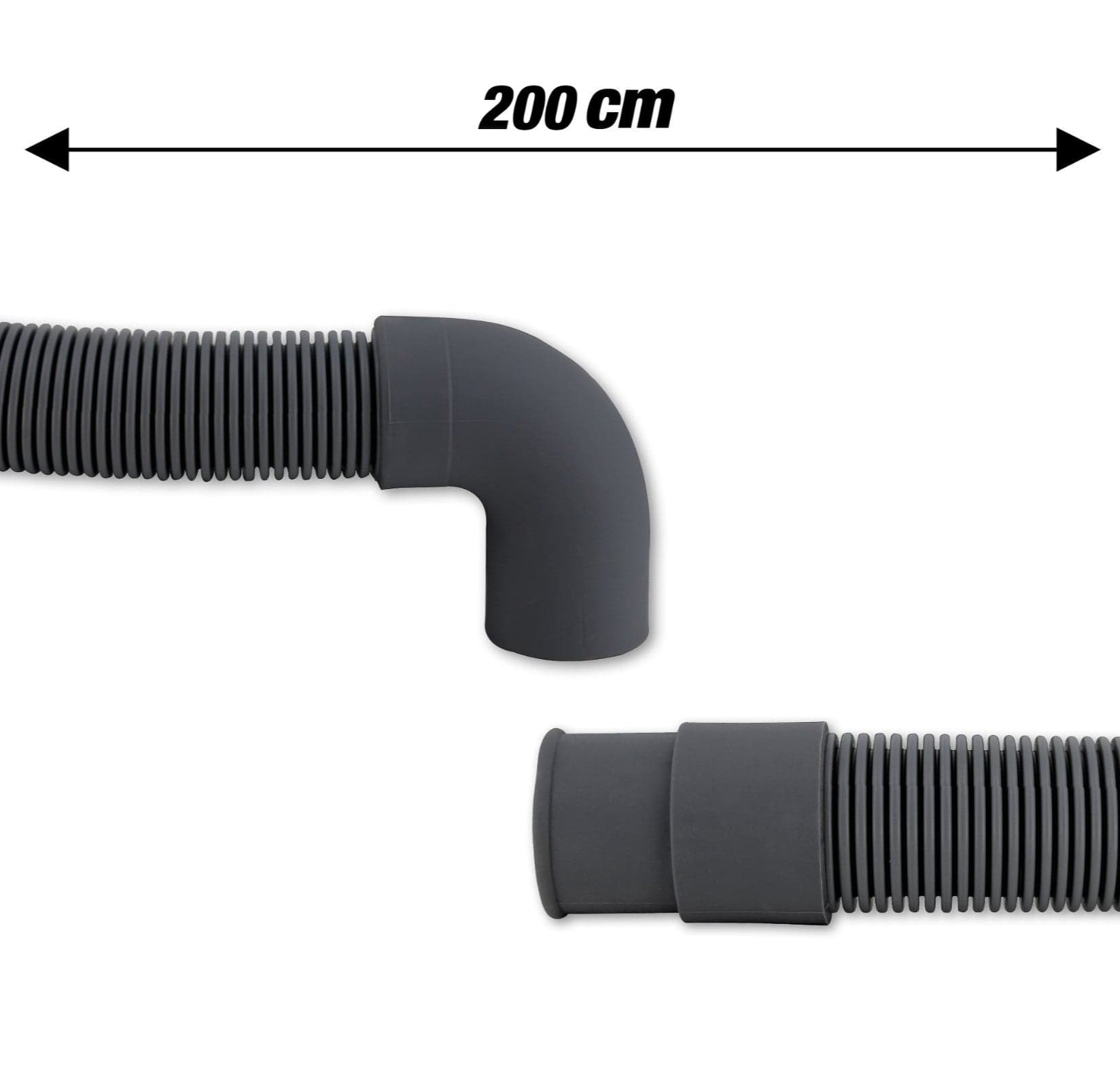 TUBO DI SCARICO ACQUA cm 200 PER LAVATRICE CON CURVA UNIVERSALE INNESTO 19 MM in prodotto EuroStore07 - Alatri, commercioVirtuoso.it