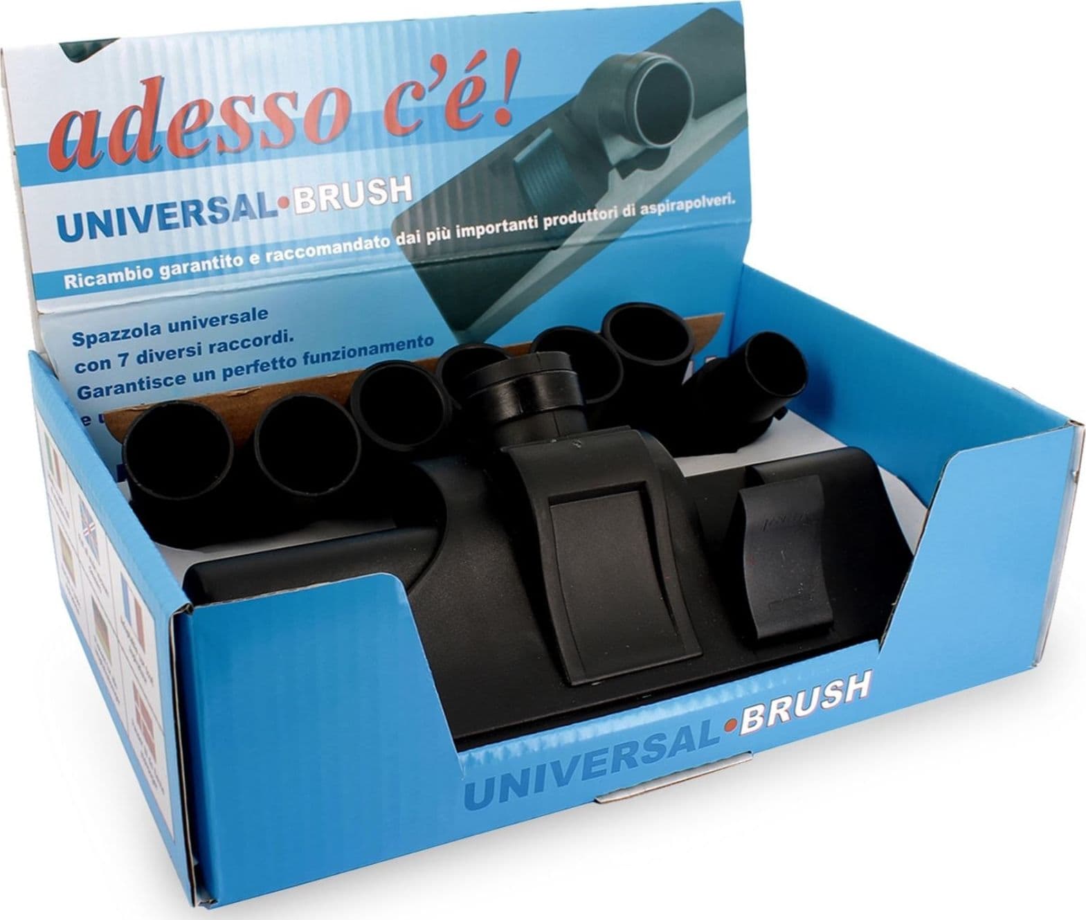 SPAZZOLA ASPIRAPOLVERE PER PAVIMENTI CON RUOTE UNIVERSALE SETOLE + 7 RACCORDI in prodotto EuroStore07 - Alatri, commercioVirtuoso.it
