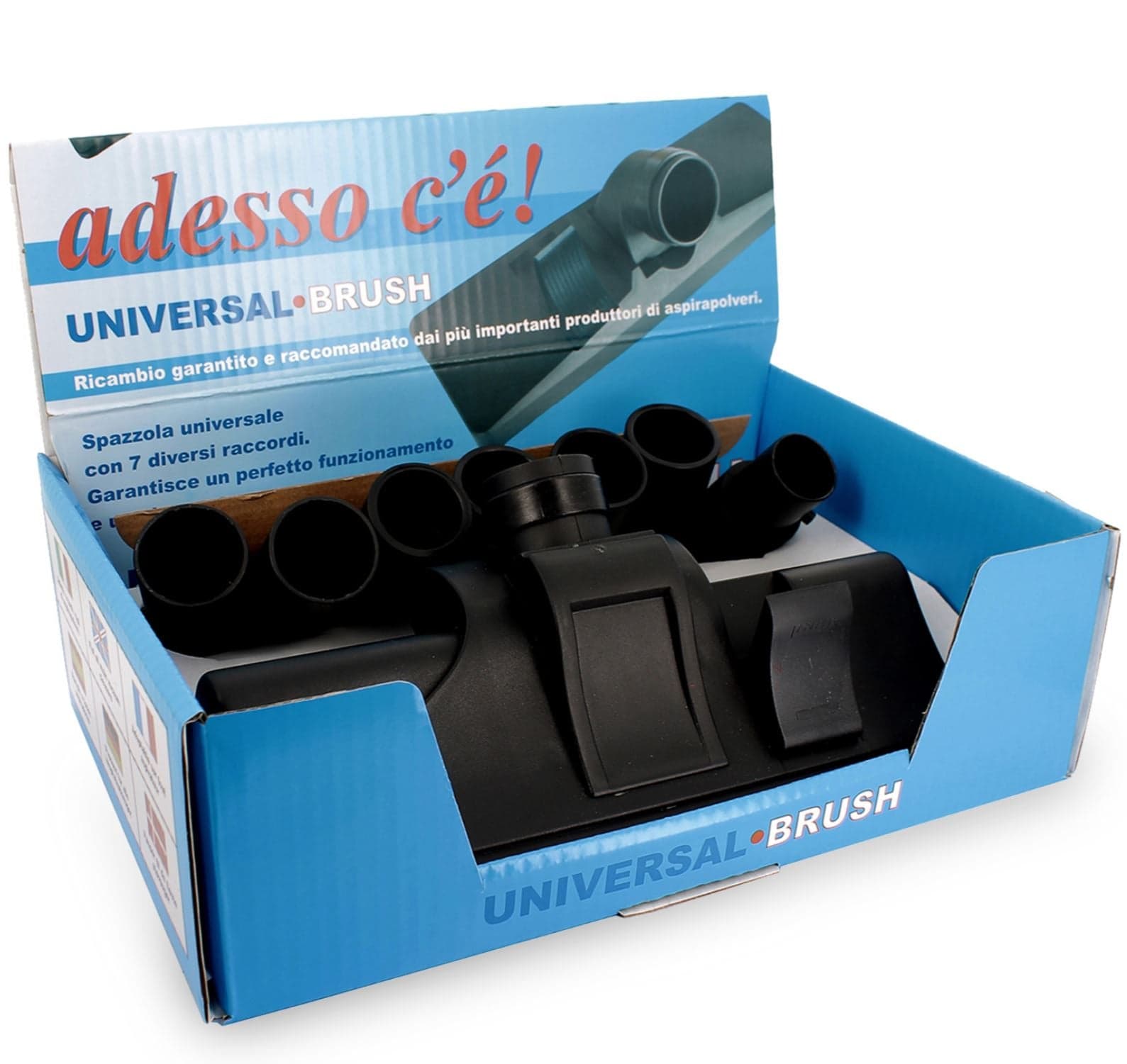 SPAZZOLA ASPIRAPOLVERE PER PAVIMENTI CON RUOTE UNIVERSALE SETOLE + 7 RACCORDI in prodotto EuroStore07 - Alatri, commercioVirtuoso.it