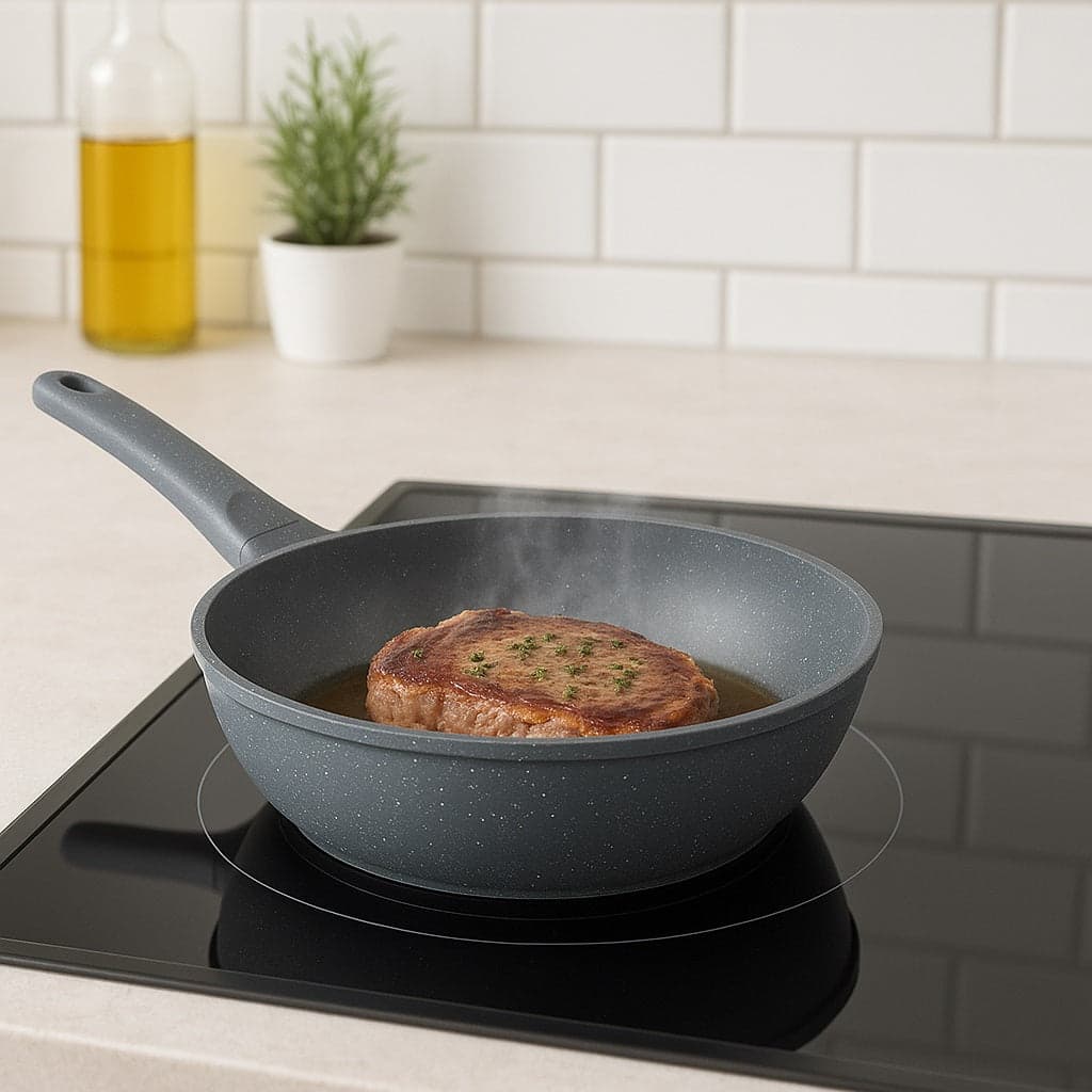 Set Padelle Induzione Pietra Antiaderenti 20/24/28 cm con Coperchi in Vetro Grigio in Padelle universali Danyx - Casoria, commercioVirtuoso.it