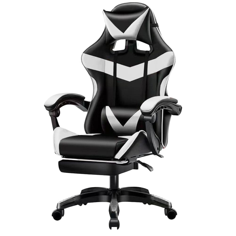 Sedia Gaming da Scrivania con Poggiapiedi e Cuscino Lombare e Cervicale Bianco in Sedie da scrivania Esplodia - Napoli, commercioVirtuoso.it