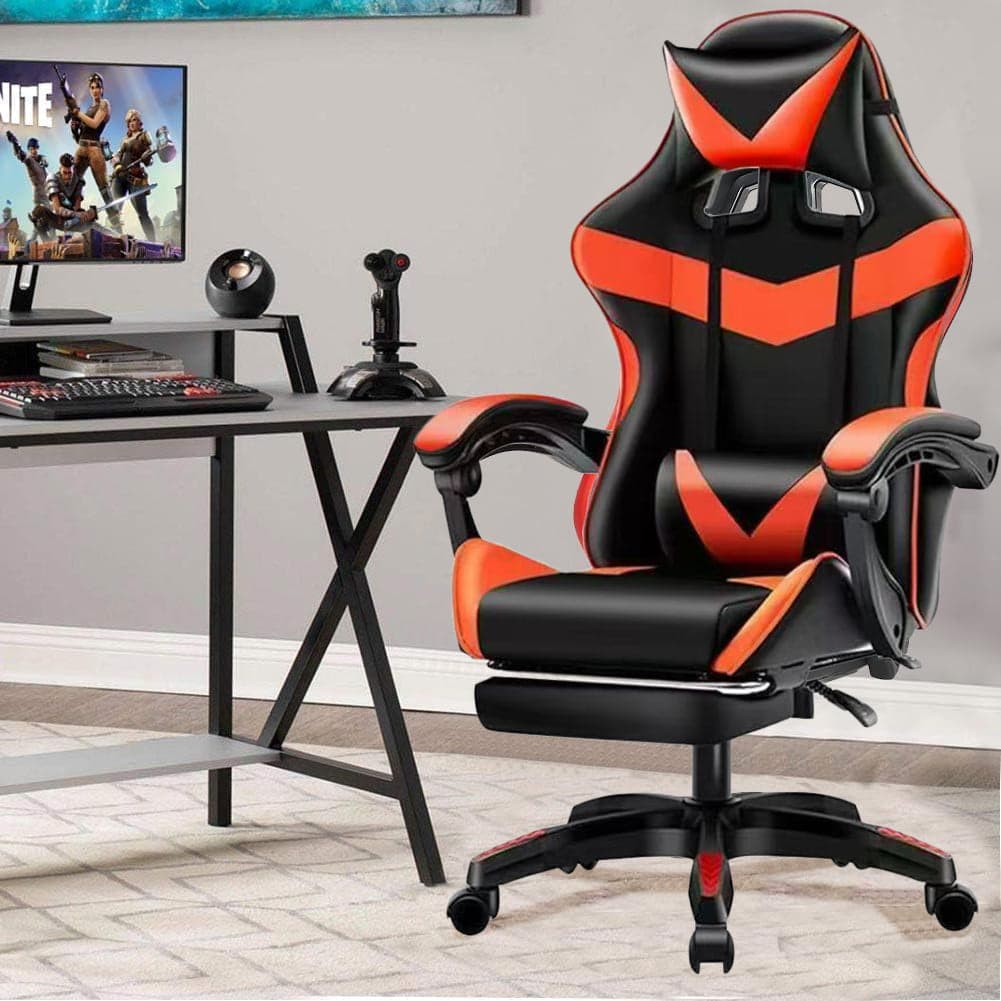 Sedia Gaming da Scrivania con Poggiapiedi e Cuscino Lombare e Cervicale Rosso in Sedie da scrivania Esplodia - Napoli, commercioVirtuoso.it