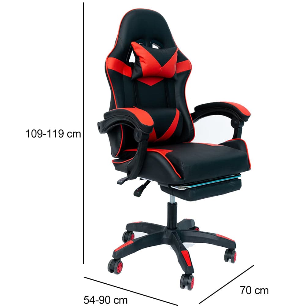 Sedia Gaming da Scrivania con Poggiapiedi e Cuscino Lombare e Cervicale Rosso in Sedie da scrivania Esplodia - Napoli, commercioVirtuoso.it