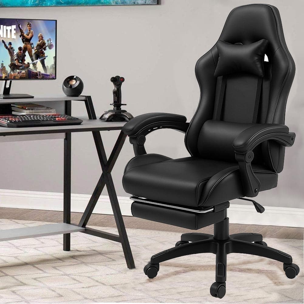 Sedia Gaming da Scrivania con Poggiapiedi e Cuscino Lombare e Cervicale Nero in Sedie Gaming Esplodia - Napoli, commercioVirtuoso.it