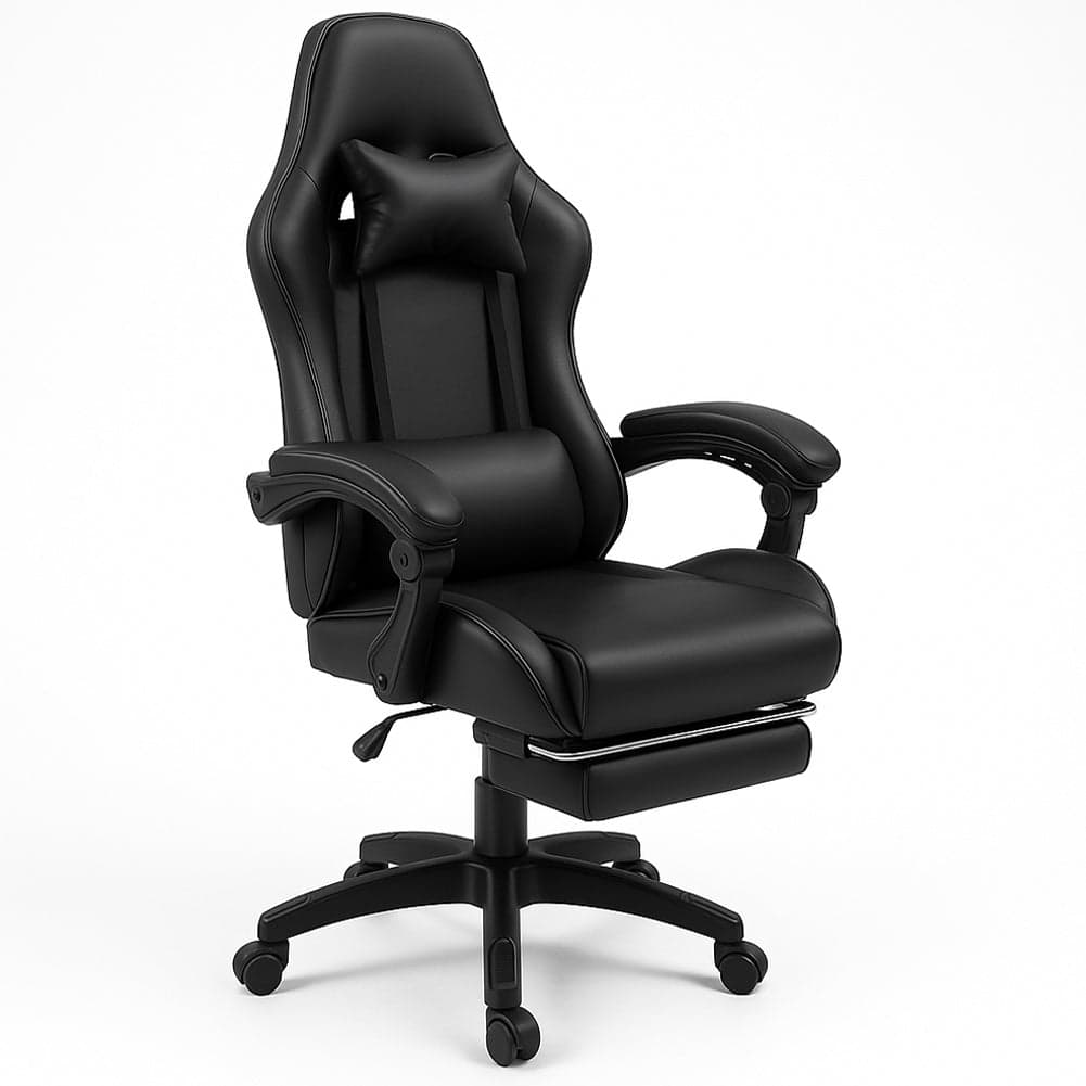 Sedia Gaming da Scrivania con Poggiapiedi e Cuscino Lombare e Cervicale Nero in Sedie Gaming Esplodia - Napoli, commercioVirtuoso.it