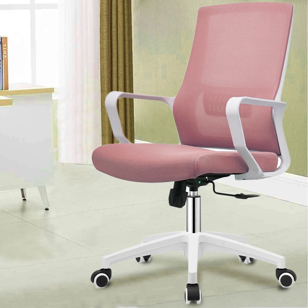 Poltrona Sedia Ufficio Bianco e Rosa Regolazione Altezza 5Ruote Studio Cameretta in Sedie da scrivania Danyx - Casoria, commercioVirtuoso.it