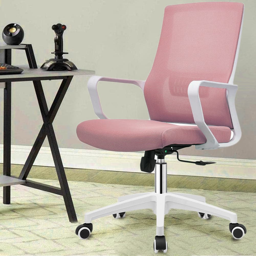 Poltrona Sedia Ufficio Bianco e Rosa Regolazione Altezza 5Ruote Studio Cameretta in Sedie da scrivania Danyx - Casoria, commercioVirtuoso.it