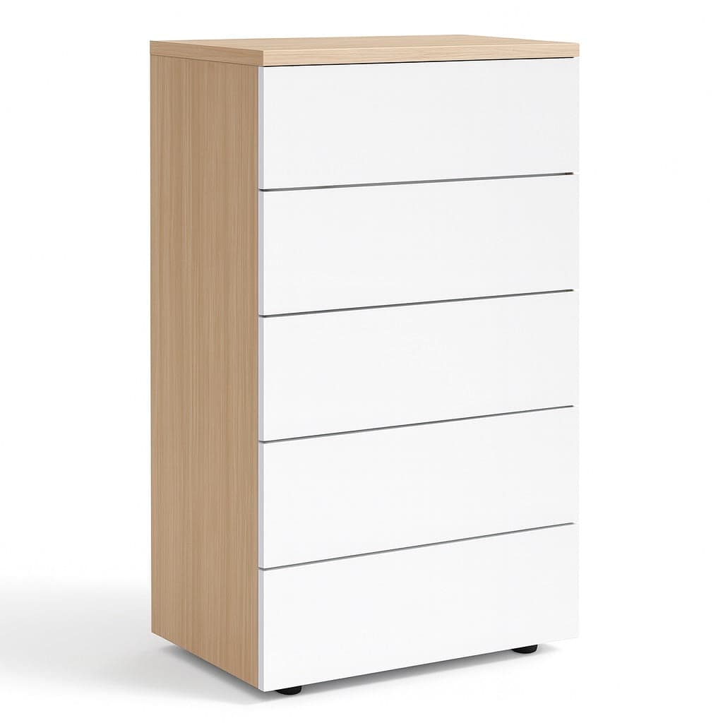 Cassettiera 5 Cassetti Multiuso Settimino Moderno Salvaspazio in Legno Mdf  61x40H110cm